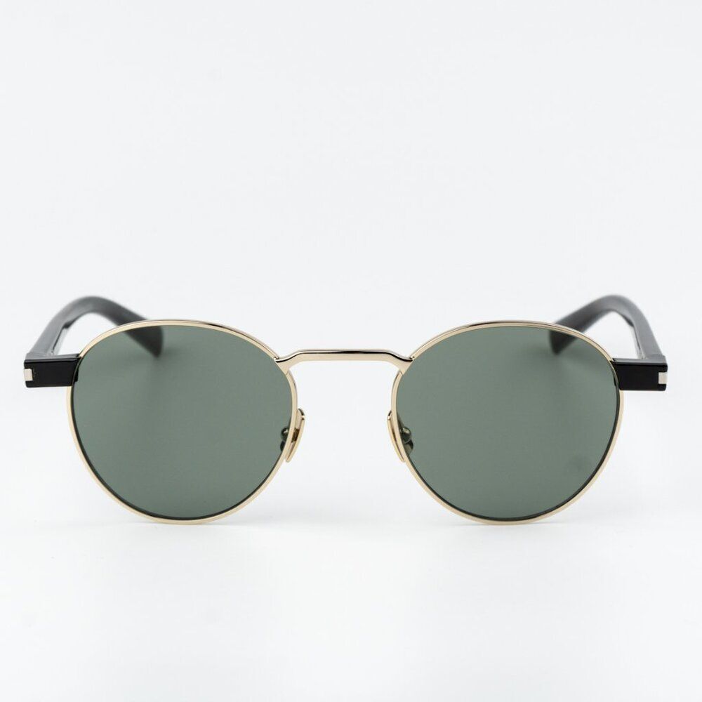 NEW Saint Laurent SL707 002 Gold Havana Green Oval Unisex Sunglasses